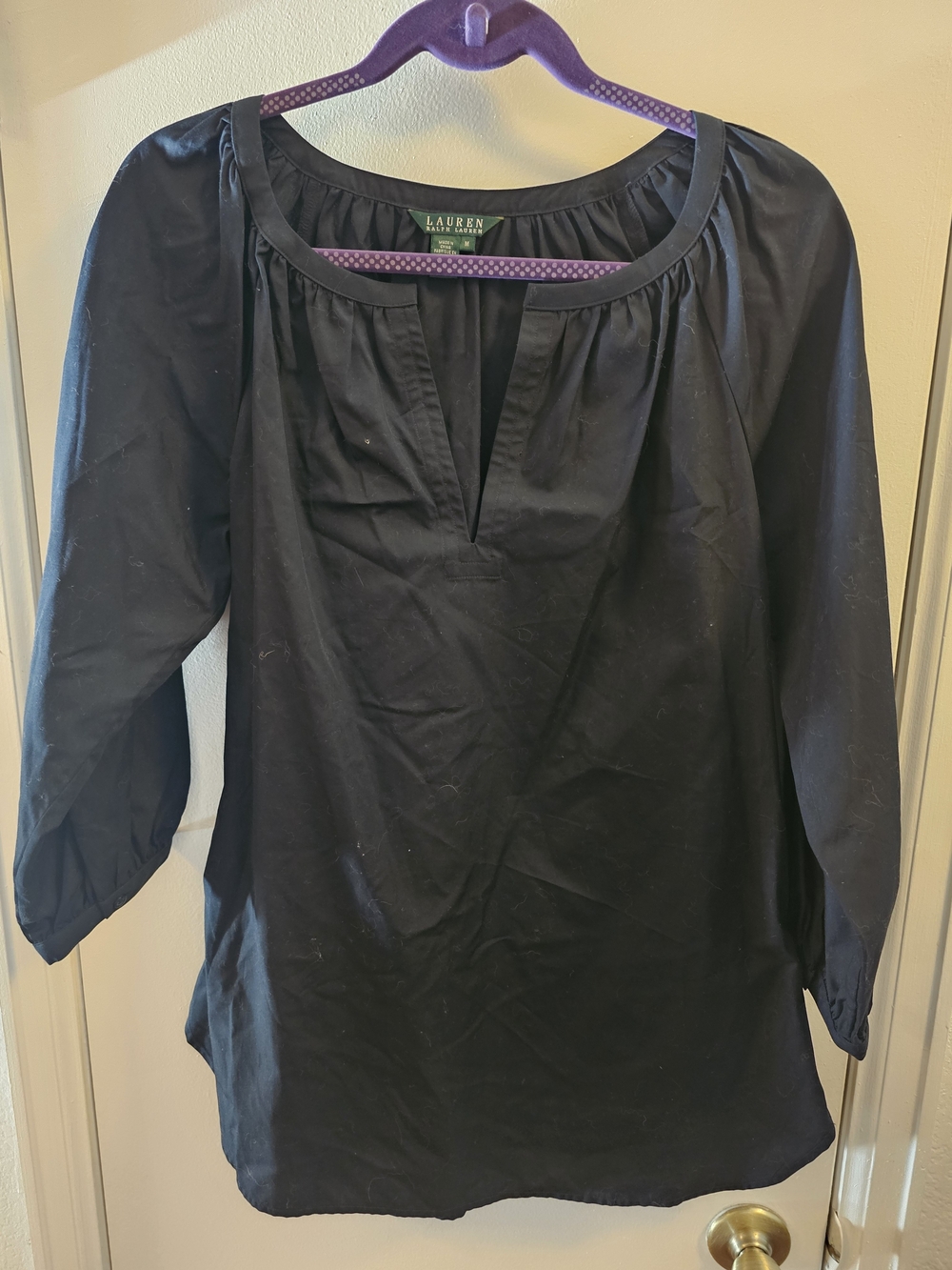Ralph Lauren Black Split-Neck Tunic Top
